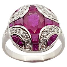 Ruby 1.54 carats with Diamond 0.34 carat and Ruby 1.35 carats Ring set in 18 Karat White Gold Settings Width: 1.6 cm Length: 1.8 cm Ring Size: 57 Total Weight: 5.38 grams "We first opened doors in 1980 when it was then situated in the vicinity of the Victory Monument; a small and modest storefront with a couple of counters. From its humble beginnings to where it stands today, our company has proven its abilities as a jeweler. Since the beginning, we have been supplying fine quality pieces to dea White Gold Ruby Ring, Period Jewelry, Ruby Diamond Necklace, Diamond Ring Set, Ruby Diamond Rings, Jewels Rings, Diamond Ring Settings, Royal Jewels, Art Deco Diamond