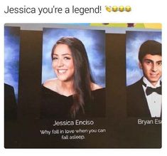 three pictures of people in tuxedos with caption that reads, jesica you're a legend