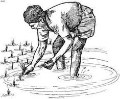 a drawing of a man digging in the ground