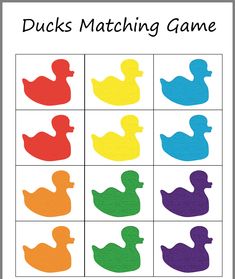 ducks matching game for toddlers to learn how to use the same color as each other