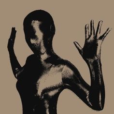 a black and white drawing of a person with their hands up in the air,