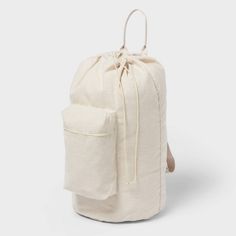 Canvas Backpack Laundry Bag - Brightroom™ Cheap Beige Backpack, Cheap Cream Backpack, White Cotton Backpack For Travel, Cute Cheap Beige Backpack, Beige Canvas Backpack For School, Practical Cotton Duffle Bag For Everyday, Functional Cotton Backpacks, White Cotton Travel Backpack, Travel Cotton Backpack With Pockets