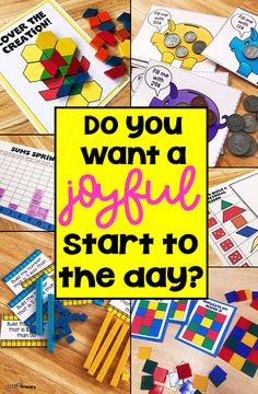 some sort of activity for kids to do on the floor with text overlay that says do you want a joyful start to the day?