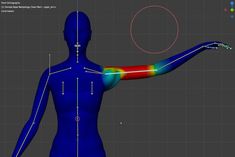 an image of a human body with different colored lines on the arm and shoulder area