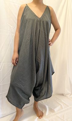 "Handmade in Nepal Two side Pockets One Size Fits all ( XS-3XL) Straps can be tied to fit the desired length Material: 100% Organic Cotton Hip:Approx 34\" to 68\" Chest: Approx 24\" to 48\" Length: Approx 47\" Length from top to the longest middle part: Approx 35\" Length from Shoulder to Crotch: Approx 28\" leg Circumference is open THIS JUMPER CAN BE ACCESSORIZE MORE WITH BELTS AND WILL LOOK MORE ELEGANT!! WE GLADLY ACCEPT FREE RETURNS" Bohemian Beach Overalls And Rompers, Bohemian Style Beach Jumpsuits And Rompers, Bohemian Beach Jumpsuits And Rompers, Bohemian Beach Jumpsuits, Bohemian Summer Overalls Jumpsuits And Rompers, Sleeveless Bohemian Jumpsuits And Rompers For Beach Season, Sleeveless Bohemian Jumpsuits For Beach Season, Bohemian One-piece Jumpsuits And Rompers For Vacation, Jumpsuit Comfy