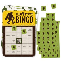 a bigfoot game board with pieces of paper on it and the words, tree space