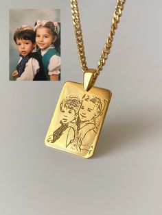 "PERSONALIZED PHOTO NECKLACE Personalized photo pendant to your beautiful moments freeze in your necklace above. Picture Necklace is most special and the most Perfect Gifts for your lover or yourself. The perfect gifts: Engraved custom photo pendants with blissful photos of pets, babies, kids, spouse, mom and dad, friend etc.  Material: High Quality Solid 925 Sterling Silver Finish: Sterling Silver / Gold / Rose Gold                                   OR You could select \"14K SOLID GOLD\" in the Handwriting Necklace Custom, Handwriting Necklace, River Edge, Picture Necklace, Picture Engraving, Name Necklaces, Photo Pendant, Photo Necklace, Photo Engraving