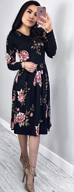 Vestidos Meeting Outfit, Winter Dress Outfits, Trendy Dress, Mode Casual, Floral Outfit, Professional Outfits, Dress Floral, Modest Dresses, Trendy Dresses