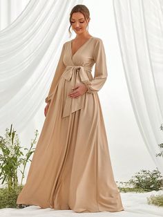 Product Code: FSWD1466 Embellishment: Knit Fabric: 95% Polyester ，5%Spander Back Style: Zipper Up Fully Lined: Yes Built-in Bra: No Available Color: Khaki Stretch: Moderate Fits true to size Imported Model Information: Height: 5' 2" Bust: 32'' Waist: 26“ Hips: 37” wearing US size Small Maternity Winter, Latest Maternity Dresses, Maternity Belt, Winter Maternity, Maternity Gowns, Maternity Clothing, Khaki Dress, Lantern Sleeve, Lantern Sleeves