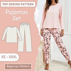 🧵 KiraBotteloPatterns 🪡 ⚠️ ADD 1/4 INCHES SEAM ALLOWANCE ⚠️ Women Pajama Set Pattern, Pajama Pattern, PJ Set Pattern, Lounge Pants Sewing Pattern PDF, Sewing Pattern for Women, Women Sewing Patterns ❤️ Comfy and easy to make. Clear text instructions, you will have this made in no time at all. This pattern is perfect for beginners or experienced sewists! ✔️ The pattern comes in A4 and US Letter print format. If you're looking for a beginner friendly project that will take 2 hours to make this project. ✔️ The pattern comes in 8 sizes:  🪡 UK sizes: 8-10-12-14-16-18-20-22 🪡 EU sizes: 36-38-40-42-44-46-48-50 🪡 US sizes: 4-6-8-10-12-14-16-18 The pattern is available immediately after completing the checkout. Instant Download! Access to your purchase from your laptop directly, open it and st Lounge Pants Sewing Pattern, Pajama Set Pattern, Poncho Sewing Pattern, Sewing Patterns Women, Poncho Pattern Sewing, Sewing Pattern Women, Women Sewing Patterns, Wedding Dress Sewing Patterns, Wedding Dress Sewing