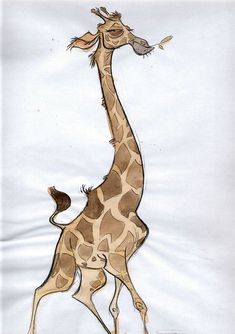 a drawing of a giraffe standing on its hind legs