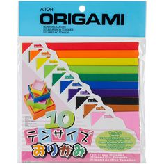 an origami set of 10 colorful stickers