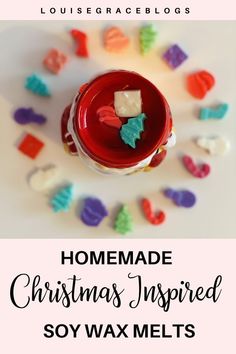 homemade christmas inspired soy wax melts with text overlay