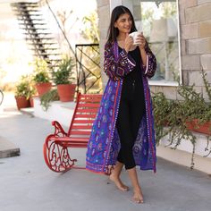 These colorful phulkari kimonos are hand embroidered and embellished. They are so cute with jeans, over swimsuits, shorts, or as robes. Each is one of a kind. Phulkari is a type of fabric that originated in Punjab. It is characterized by floral and geometric designs embroidered with silk thread using a long darning stitch on hand-dyed, semi-transparent fabric. They are embellished with silver and gold colored roundels along the edges. Traditional Embroidered Summer Kimono, Folk Style Embroidered Festival Kimono, Long Floral Embroidered Kimono For Festival, Fitted Summer Embroidered Kimono, Long Floral Embroidery Kimono For Festivals, Fitted Summer Kimono With Embroidery, Fitted Embroidered Summer Kimono, Embroidered Multicolor Kimono For Festivals, Multicolor Floral Embroidered Kimono For Festivals