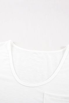 White Solid Pocket Front Scoop Neck Short Sleeve T-shirt White Solid, T Shirt Women, Women Tops, Body Shapes, Fitness Fashion, Scoop Neck, Take That, T Shirt, White