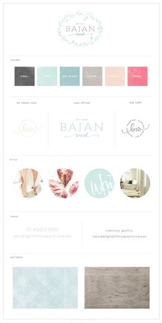 the website design for an interior decor company, with many different colors and font options