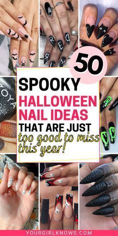 Spooky Halloween Nails, Halloween Press On Nails, Halloween Acrylic Nails, Halloween Coffin, Gothic Nails, Different Nail Designs, Halloween Nail Designs, Instagram Nails, Glam Nails