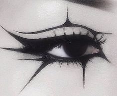 Makeup Emo, Goth Eye Makeup, Black And White Makeup, Graphic Makeup, 얼굴 그리기