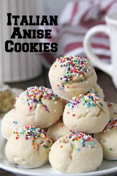 italian anise cookies with sprinkles on a plate