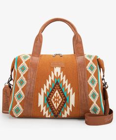 The Wrangler Aztec Knitted Duffle Bag blends Western style with practical design. This large duffle bag is perfect as a men's weekender bag or overnight bag, featuring a bold Aztec pattern. Spacious and durable, it’s ideal for travel or everyday use, offering a touch of Western flair for any adventure Southwestern Print, Crossbody Wallet, Aztec Pattern, Overnight Bag, Navy And Green, Bag Set, Weekender Bag, Leather Handle, Purses Crossbody