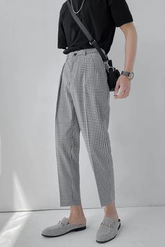 Vintage Plaid Elastic Waist Ankle Length Men Pants – Tomscloth Family Photoshoots, Help Needed, Plaid Trousers, Coachella Valley, Men Pants, Festival Looks, Style Pants, Vintage Plaid, Plaid Pants