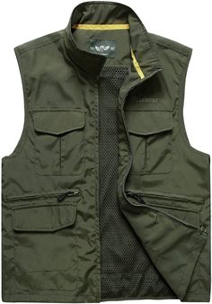 This durable outdoor vest is perfect for any outdoor enthusiast. This lightweight and breathable design features multiple pockets to store your belongings while also providing a stylish look. Crafted from polyester and cotton, this vest is comfortable, wind-resistant, and breathable for any activity. 100% Polyester Imported Zipper closure FEATURES: Zipper front, regular fit, v neck, solid color, multiple pockets, lightweight, quick dry, breathable. Removable back, back expose mesh make you more cool in summer hot days. MULTI-POCKETS: Work safari fishing vest with 15 varying sized functional pockets, including secure zippered pockets and Velcro fastening pockets. It’s a highly practical and versatile spring summer fall vest. US Neck Chest 36-38 S 14 1/2 - 15" 36-38 39-41 M 15 1/4 - 15 3/4" Bulletproof Clothing, Hunting Vest, Pocket Vest, Fall Vest, Fishing Vest, Army Surplus, Outdoor Vest, Winter Knit Hats, Summer Hot