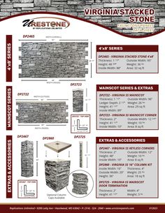 the virginia stacked stone is shown with instructions for how to install it and how to use it