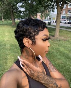 African American Finger Waves Styles, Short Pixie Haircuts For Thick Hair 2023, Pin Curl Styles, Fluffy Pixie Cut Black Women, Short Hair Cuts For Black Women Relaxed, Super Short Pixie For Black Women, Short Hair Cuts Black Women, Fingerwaves Short Hair Black Pixie Cuts