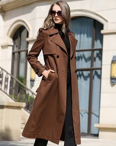 Custom Brown Double Breasted Belted Trench Coat,Women Long windbreaker,Fall coat for women Duster coat Outerwear freeshipping - Vivian Seven Brown Trench Coat Outfit, Trench Coat Outfit Fall, Burgundy Trench Coat, Fall Coat Outfit, Trench Coat Beige, Trench Coats Women Long, Brown Trench Coat, Trench Coat Outfit, Beige Trench Coat