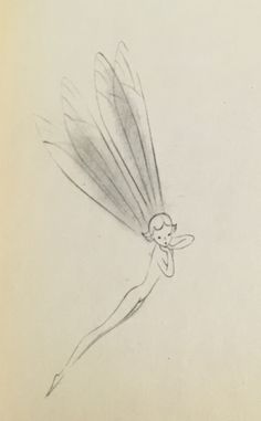 a pencil drawing of a fairy with wings