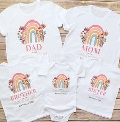 To order MULTIPLE SHIRTS, add to cart ONE at a time. Celebrate your little one's special day with our enchanting 1st Birthday Shirt collection, perfect for a memorable birthday party! Our 1st Birthday Family Shirts ensure everyone is coordinated in style, featuring unique designs like the Blush Pink Floral ONE derful and Boho Rainbow First Birthday Shirts. For the Birthday Girl, we offer a stunning 1st Birthday Girl Tutu Outfit and a charming Little Miss ONEderful Shirt. Make her Cake Smash extra special with a personalized First Birthday Bodysuit or a Girl Rainbow Birthday Boho Bodysuit. Our Matching Family Onederful Floral Rainbow Birthday Party Shirts and Modern Rainbow First Birthday Family Shirts add a delightful touch to any celebration. The Miss onederful girls pastel rainbow 1st fi Multicolor Cotton Tops For Birthday, Multicolor Family Matching Tops For Birthday, Personalized White Tops For Birthday, Family Matching Multicolor Tops For Birthday, Multicolor Custom Print Tops For Birthday, Custom Print Tops For Birthday And Mother's Day, Mother's Day Gift Top, Personalized Matching Tops For Birthday, Multicolor Graphic Print Top For First Birthday