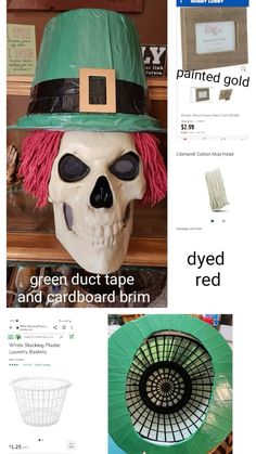 an image of a skull wearing a green hat