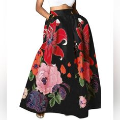 This Black Floral Beauty Is A Long Skirt (Ankle-Length) With A High Waist And Pockets. Both Casual And Stylish, Modest And Bold, Simply Gorgeous Featuring Premium Design, Exquisite Craftsmanship, Soft Silky, Cotton-Like Fabric (Beautiful Touch) And Comfortable Wear, This Long Skirt Can Be Easily Paired With Jackets, Jewelry, Sandals, Heels And Beach Hats To Perfectly Express Your Personality, Express Your Uniqueness And Accentuate Your Natural Beauty This Skirt Is Summer Worthy. Has A Beautiful High Waist Maxi Skirt, Collection Board, Fresh Fashion, Beach Hats, High Waisted Maxi Skirt, Premium Design, Long Skirt, Ankle Length, Black Floral