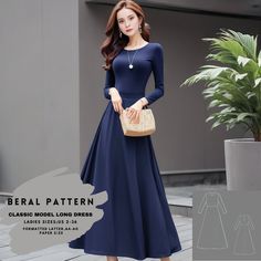 digital pattern Elegant Modest Dresses Blue, Blue Modest V-neck Dress, Modest Elegant Dresses, Modest Dresses Casual, Clothes Sewing Patterns, Elegant Dress, Modest Dresses, Stylish Dresses, Special Occasion Dresses