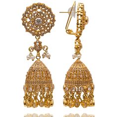 Sparkle with every sway, dazzle with every gaze! Exquisite dangling earrings encrusted with gleaming CZ stones that radiates a brilliance that is simply mesmerizing. Approximate earrings length is. Gold-plated on high-quality brass as base metal. Made by order. Kindly allow 5-7 weeks for the delivery of this item. For custom or urgent requests, please contact support@alacouture.com. *Please Note: We use faux stones and beads in all of our jewelry. Elegant Silver Jeweled Danglers, Dazzling Crystal Earrings, Dazzling Crystal Earrings With Sparkling Stones, Dazzling Bridal Drop Earrings With Sparkling Stones, Dazzling Sparkling Bridal Drop Earrings, Sparkling Crystal Earrings, Glamorous Dangle Chandelier Earrings For Festive Occasions, Glamorous Festive Dangle Chandelier Earrings, Dazzling Gold Earrings With Elegant Design