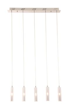 five lights hanging from a ceiling fixture