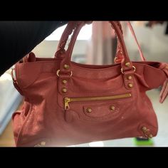 City Bag With Gold Hardware In Excellent Condition, Was Bought Second Handed From A Vintage Store In Japan, Lightly Used. Bag Does Shown Wear But Very Minor. Leather Is Clean As Well As Interior, Mirror Also Included But No Dust Bag. Balenciaga Bag City, Balenciaga Classic City Bag, Pink Balenciga Bag, Vintage Balenciaga City Bag, Balenciaga Bag, Balenciaga City Bag, Vintage Store, Gold Hardware, Balenciaga