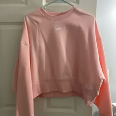 Brand New Never Worn Before Size Xs Pink Nike Sweater, Spring Nike Crew Neck Sweatshirt, Nike Spring Sweats With Crew Neck, Cozy Sports Hoodie For Spring, Spring Sports Sweater With Ribbed Cuffs, Cozy Hoodie For Spring Sports, Cozy Spring Sports Hoodie, Nike Sweater With Ribbed Cuffs, Nike Athleisure Sweatshirt For Spring