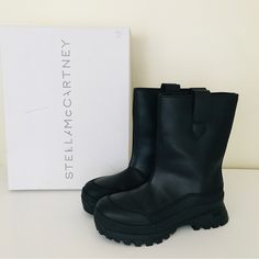 Stella Mccartney Black Leather Men’s Pull On Boots Size Eur 42 Us 9 Medium. Boots Are New Without Box Or Dust Bag. Stella Mccartney Shoes, Pull On Boots, Stella Mccartney, Leather Men, Men's Shoes, Dust Bag, Shoe Boots, Black Leather, Boots