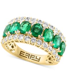 in stock Effy Rings, Emerald Rings, White Sapphire Ring, White Gold Sapphire, Multi Sapphire, Gold Rings Jewelry, Sapphire Color, White Sapphire