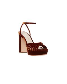 RIVKA LEATHER KNOT PLATFORM SANDAL Brown Platform Sandals With Pointed Toe, Brown Platform Ankle Strap Mules, Brown Chunky Platform Open Toe Sandals, Bronze Platform Heels, Brown Open Toe Platform Heels, Clog Heels, Swim Shoes, 5 Inch Heels, Flat Sneakers