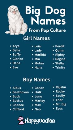 the big dog names from pop culture girl names, boy names and other name choices