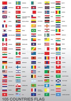 the world's flags are shown in different colors and sizes, including one for each country