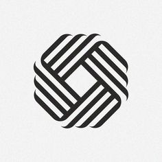 an abstract black and white logo with lines in the shape of a square, on a light gray background