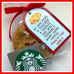 there is a bag of cookies and a starbucks cookie