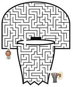 an image of a basketball hoop in the shape of a man's head maze