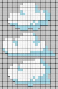 two cross stitch squares with clouds in the middle and one is blue, white and gray