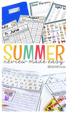 summer printables and activities for kids to do in the classroom with text overlay