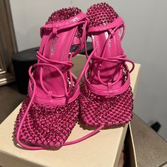 Public Desire New Sandals Trendy Pink Lace-up Sandals, Pink Fitted Lace-up Sandals, Fitted Lace-up Pink Sandals, Fitted Pink Lace-up Sandals, Trendy Synthetic Lace-up Heels, Lace-up Synthetic Sandals For Party, Lace-up Synthetic Sandals For Night Out, Public Desire Shoes, Public Desire