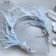 Sky blue feather headband, Navy Blue Flapper Headpiece, Festival double halo crown, ANGEL HALO CROWN, Bridal Feather halo, Fairy crown Diy Halo Crown Angel, Angel Wing Headpiece, Angel Halo Headband, Tiara Blue, Spring White Feathered Headpiece, Adjustable Blue Feather Headpiece, Crown Accessories, Angel Halo, Flapper Headpiece